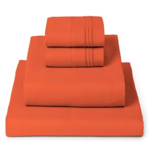 With limited time deal-54% Mellanni Queen Sheets Set - 4 PC Iconic Collection Bedding - Hotel Luxury, Extra Soft, Cooling Bed Sheets - Wrinkle, Fade, Stain Resistant (Queen, Poppy Orange)
