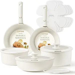 Limited time deal savings-55% CAROTE Pots and Pans Set Non Stick, 15pcs