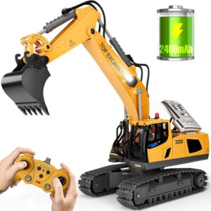 Limited time deal savings-50% Remote Control Excavator Construction Toys for Boys, 2×1200mAh RC Construction Truck with Metal Shovel & Light, 11CH Excavator Toys  3-5 4-7 8-12 Year Old Kids Christmas Birthday Gift,120+Mins