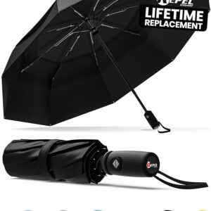 Limited time deal-32%off Repel Umbrella Windproof Travel Umbrellas for Rain - Easy Auto Open Close, Durable & Compact Umbrella, Strong Fiberglass Frame, Waterproof Canopy - Backpack, Purse, Portable Umbrella for Travel