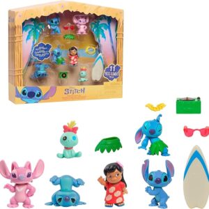 Limited time deal 10%off Figure Set with Accessories, 11-Pieces, 2-inch Figurines, Includes Stitch, Lilo, Angel, & Scrump, Collectible Toys, Home Decoration, Kids Ages 3+
