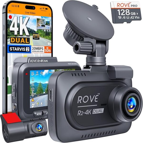 -55% off limited time offer  ROVE R2-4K DUAL Dash Cam Front and Rear, STARVIS 2 Sensor,