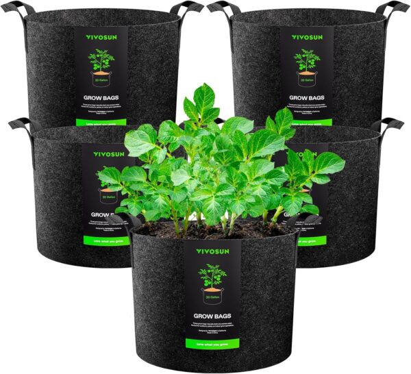 Limited time deal -46% off VIVOSUN 5-Pack 30 Gallons Grow Bags,